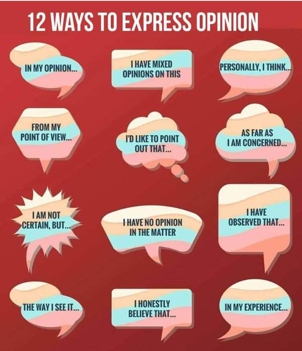12 ways to express opinion